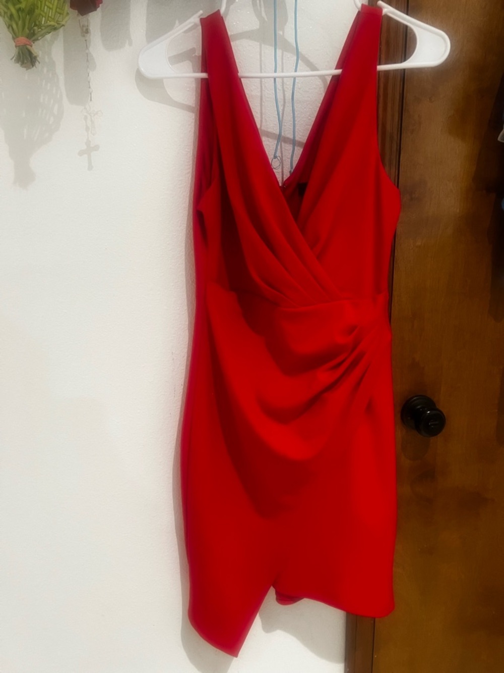 Guess Red V-Neck Sleeveless Mini Dress